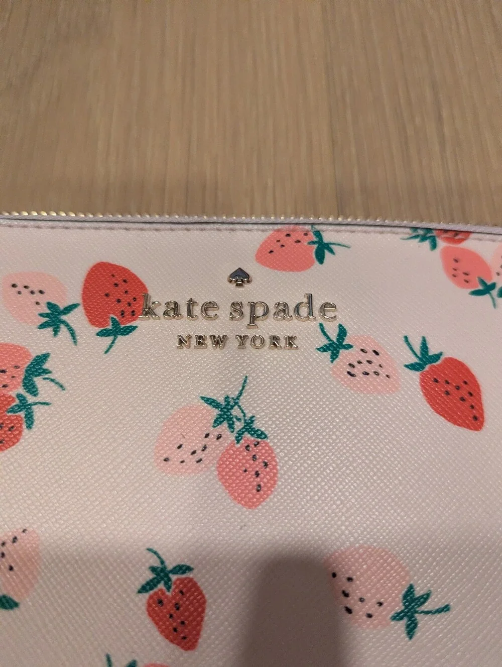 kate spade White Strawberry Print Zip Electronic Case